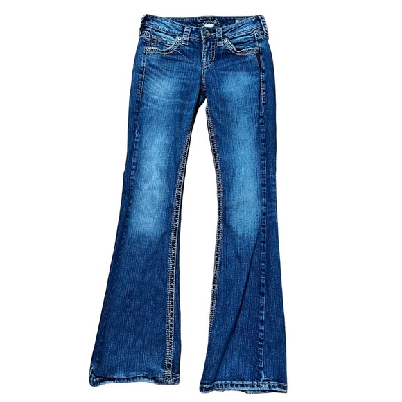 Silver Denim - Silver Eden Flare Women's Jeans Low Rise Actual Fit W30 x L31 Distressed Cotton